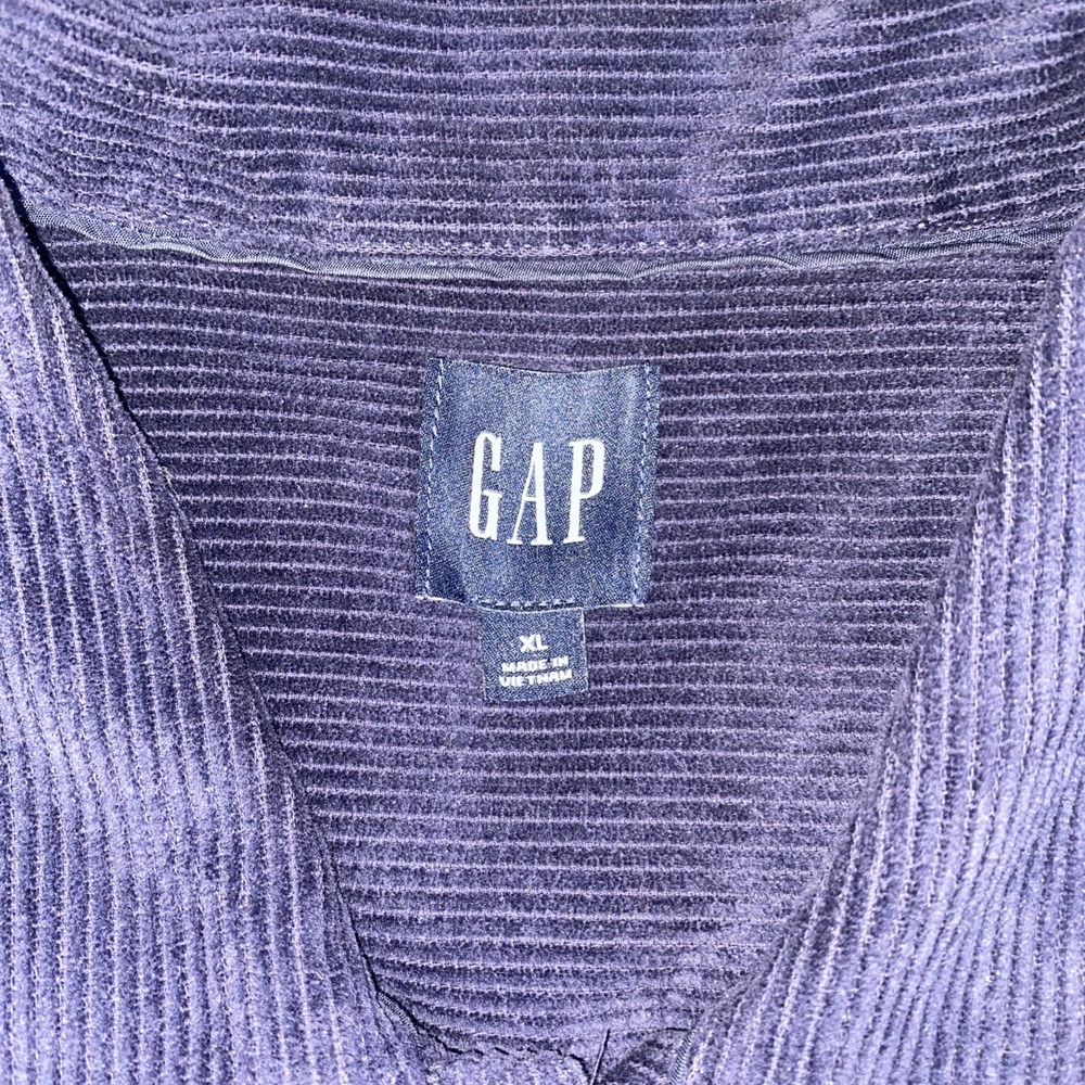 Gap Men's Sz XL Corduroy Long Sleeve Shirt  Navy Blue Nice Fade - Picture 6 of 8
